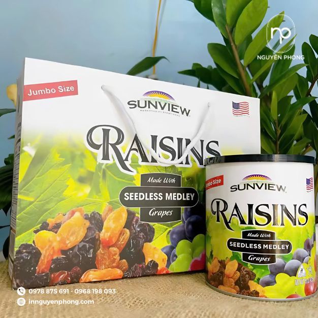 túi giấy xách cho sản phẩm nho khô